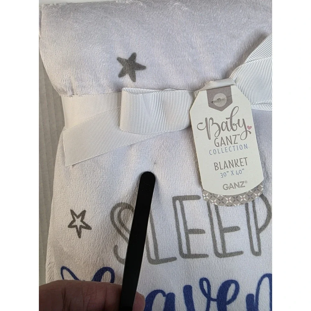 Baby Ganz Sleep in‎ Heavenly Peace Blanket White With Stars Newborn Gift NEW*